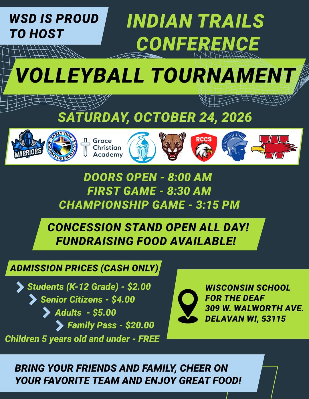 WSD Hosts Indian Trails Conference Volleyball Tournament flyer