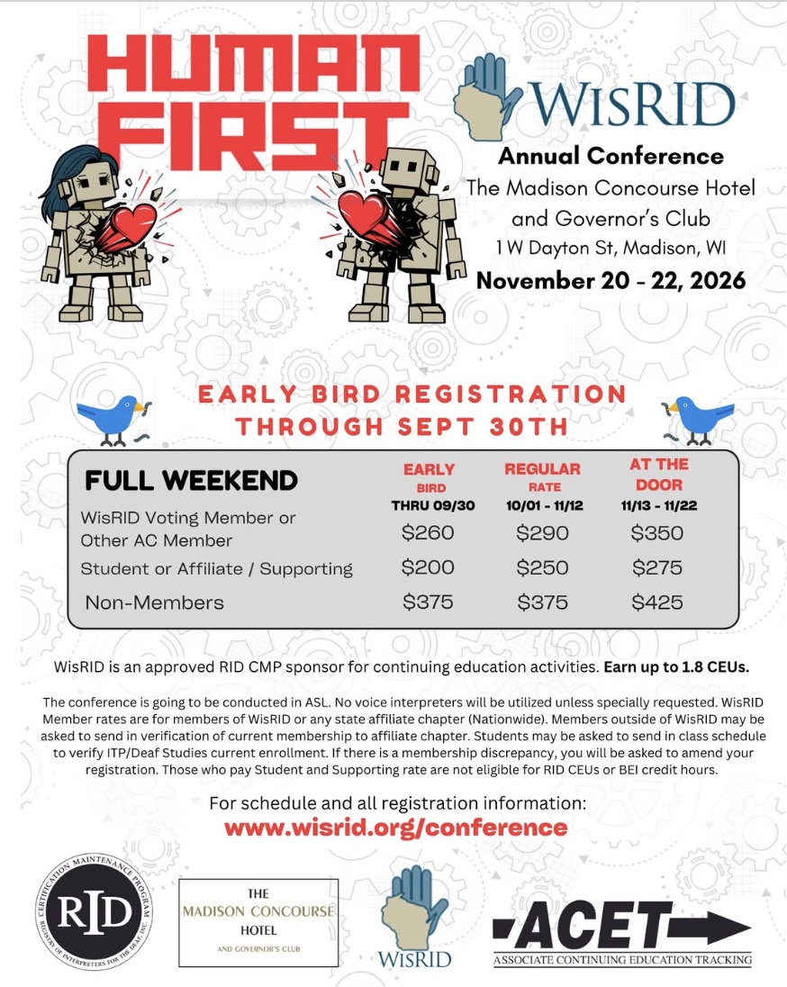 WisRID Conference - Early Bird Registration flyer