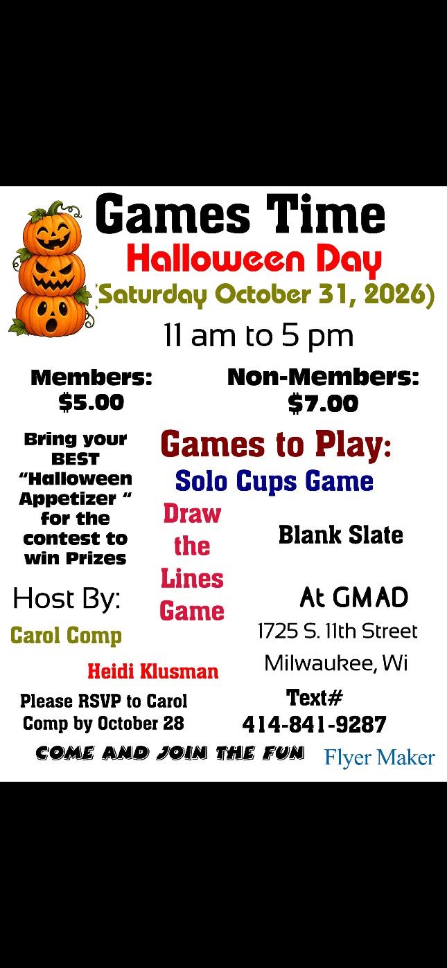 GMAD Games Time - Halloween Day flyer