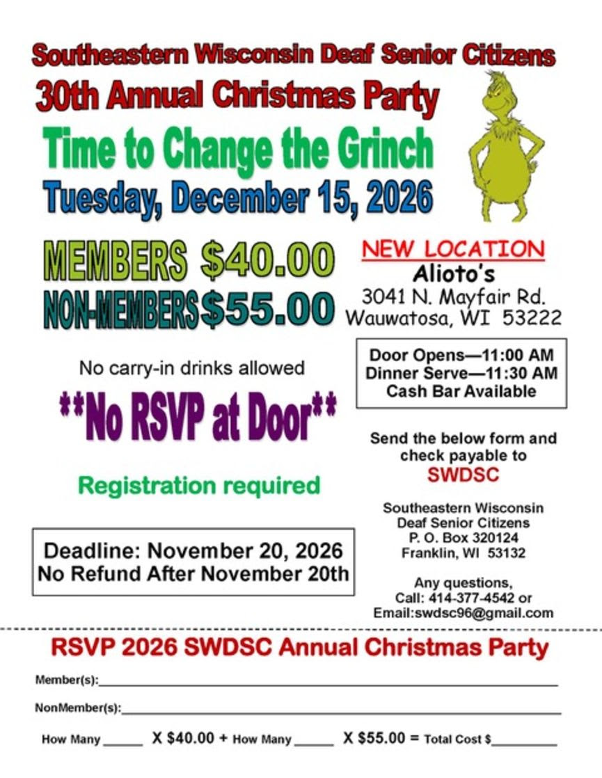 SWDSC 30th Annual Christmas Party - Time to Change the Grinch flyer