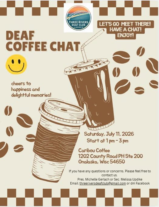 Three Rivers Deaf Club Coffee Chat flyer