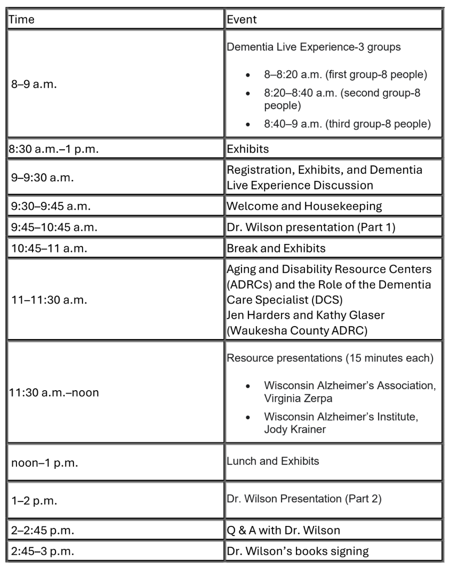WI DHS BHI-ODHH Dementia Day Flyer Schedule (part 2 of 3)