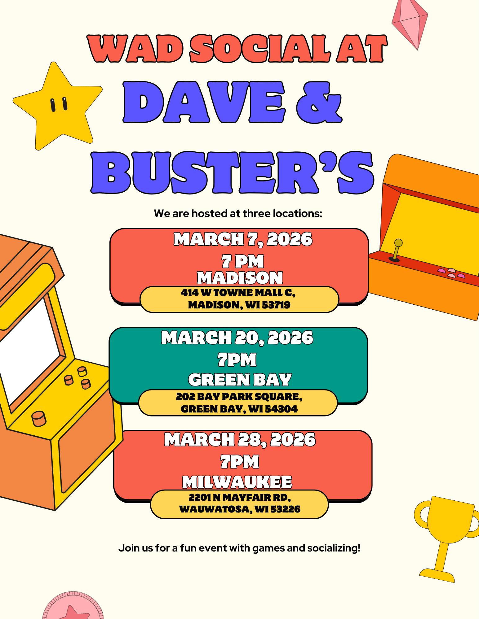 WAD Social at Dave & Buster's
